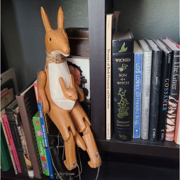 Vintage Wooden Kangaroo & Joey Marionette Puppet Primitive Theatrical Play Toy - Picture 6 of 6